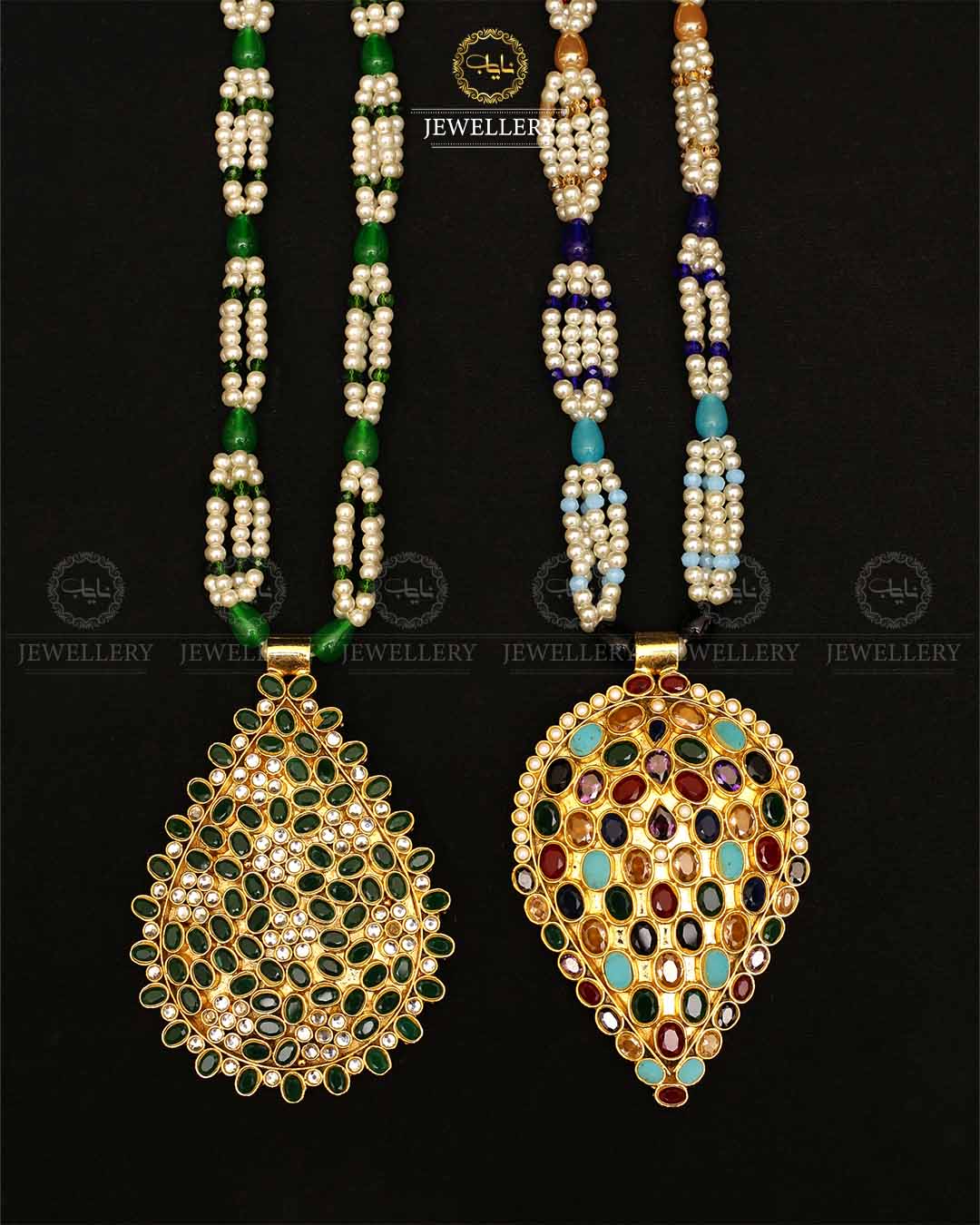 Farshi Kundan Real stones Big size Pendant mala (without Earrings)-2175