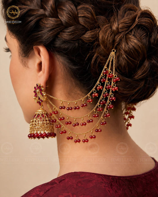 Mariam Designer Antique Polish 3 Layers Sahara Jhumki E-3000
