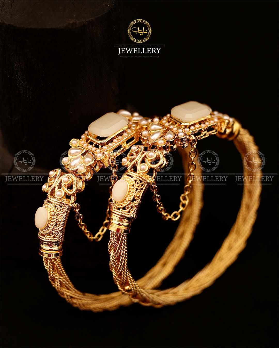 Madrasi Square Stone Free size Bangles (pair)-2927