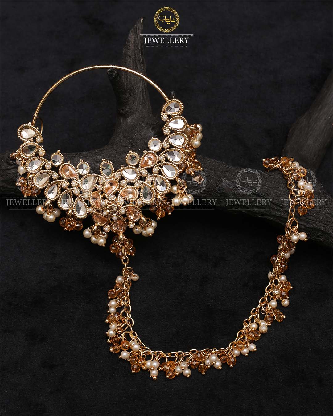 Kundan Bridal Nose Ring-2216-Golden