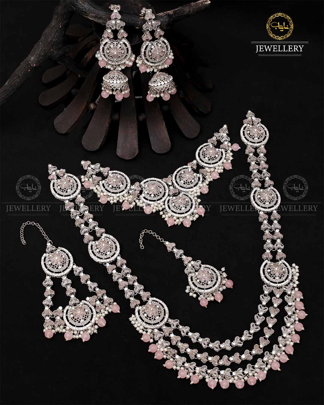 Mughlai Queen 6 pcs Bridal set-2088-Silver