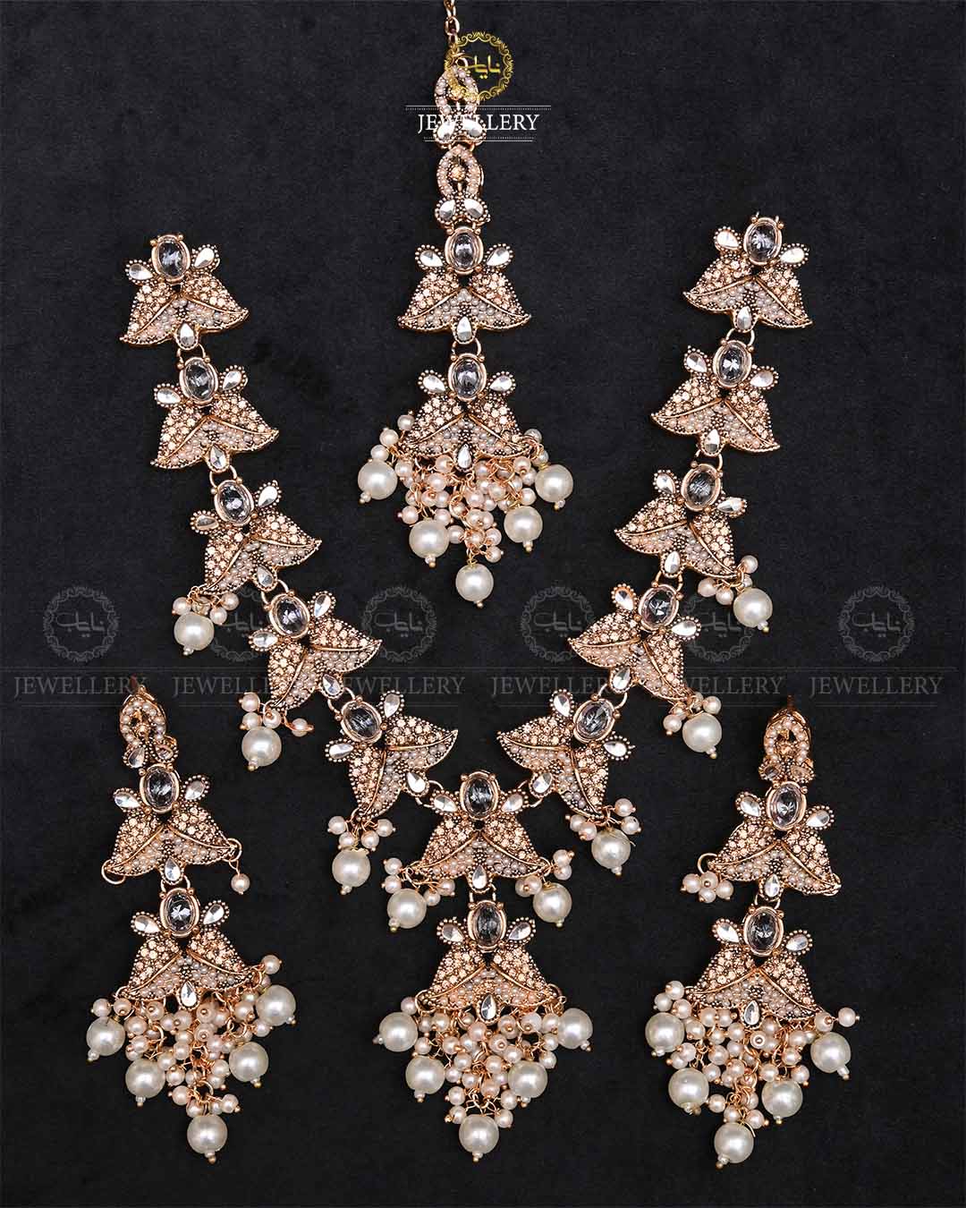 Shinning Star Necklace set with Tika-2260-Golden