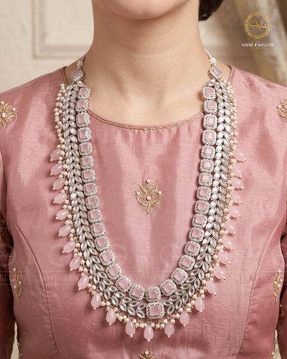 Kundan Long Bridal Mala (without Earrings)-2578-Silver