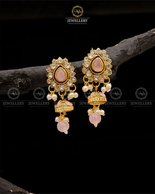 Uncut Small Jhumki-2554-Golden Nayab Jewellery
