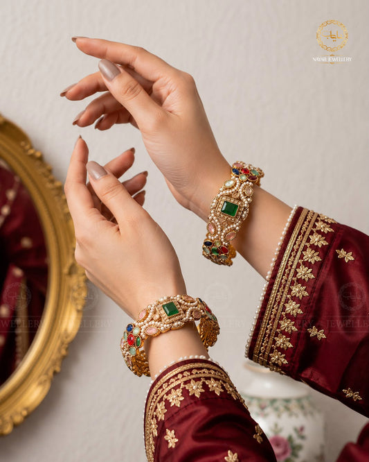 Zohra Zarcon Bangles (Pair)-2640-Multi