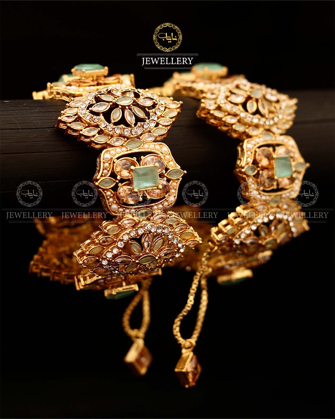 Zirconia Wide Openable Bangles (pair)-2923