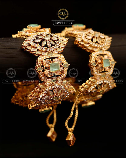 Zirconia Wide Openable Bangles (pair)-2923