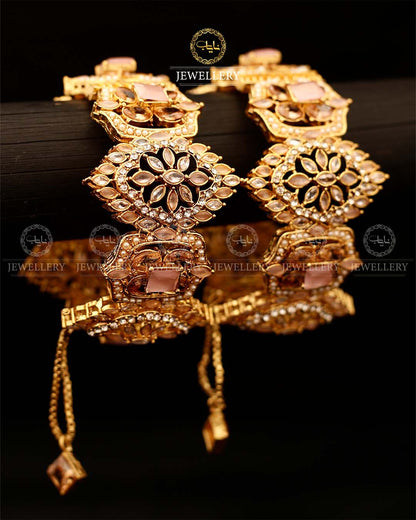 Zirconia Wide Openable Bangles (pair)-2923