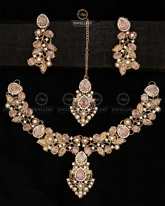 Turkish Necklace set-2570-Golden Nayab Jewellery