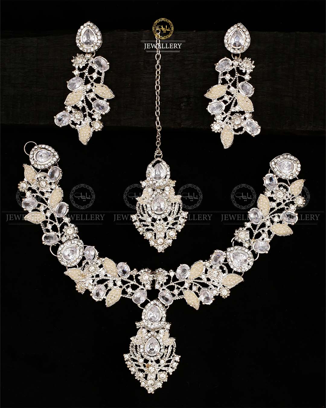 Turkish Necklace set-2570-Silver Nayab Jewellery