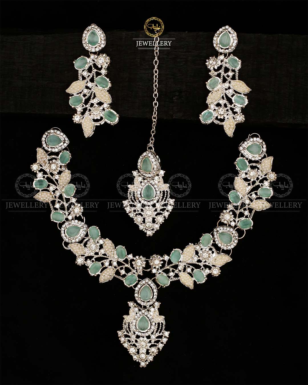 Turkish Necklace set-2570-Silver Nayab Jewellery