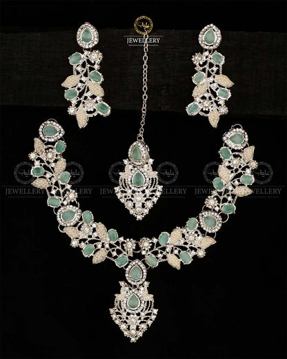 Turkish Necklace set-2570-Silver Nayab Jewellery