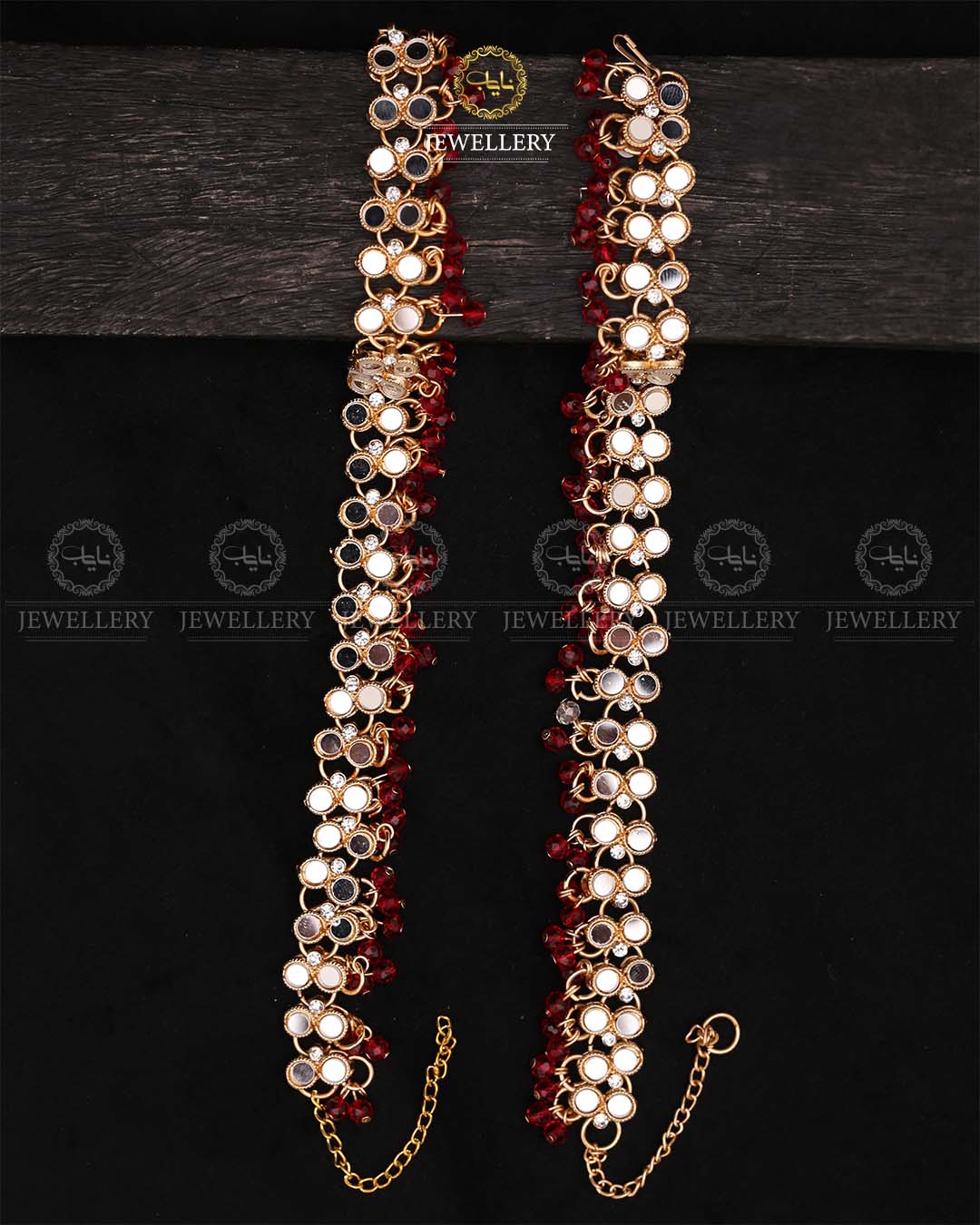 Dots Kundan Anklets Pazaib (pair)-2734 Nayab Jewellery