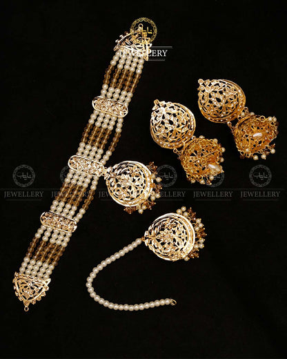 Gold plated Hyedrabadi Chokar with Jhumki Tika-2794