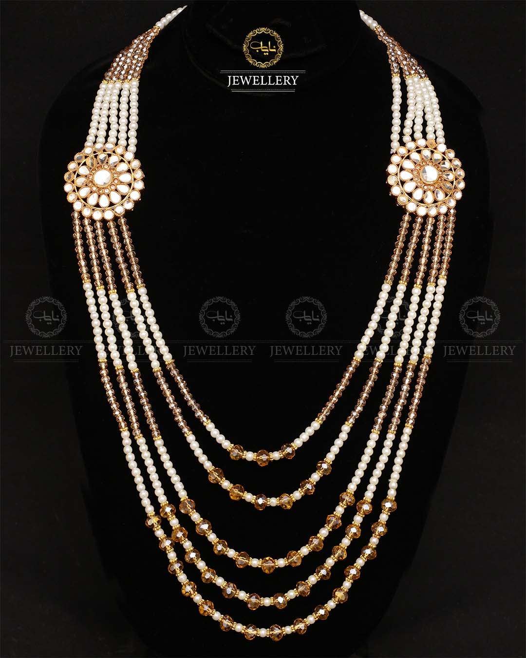 Kundan 5 layers Bridal Mala-2171-Golden