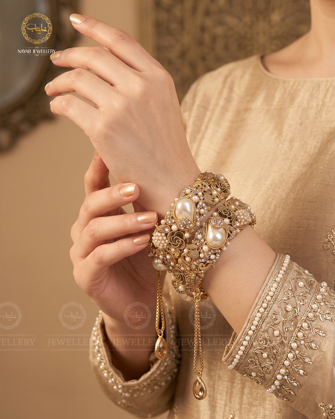 Turkish Mother Pearl Openable Bangles (pair) -2722