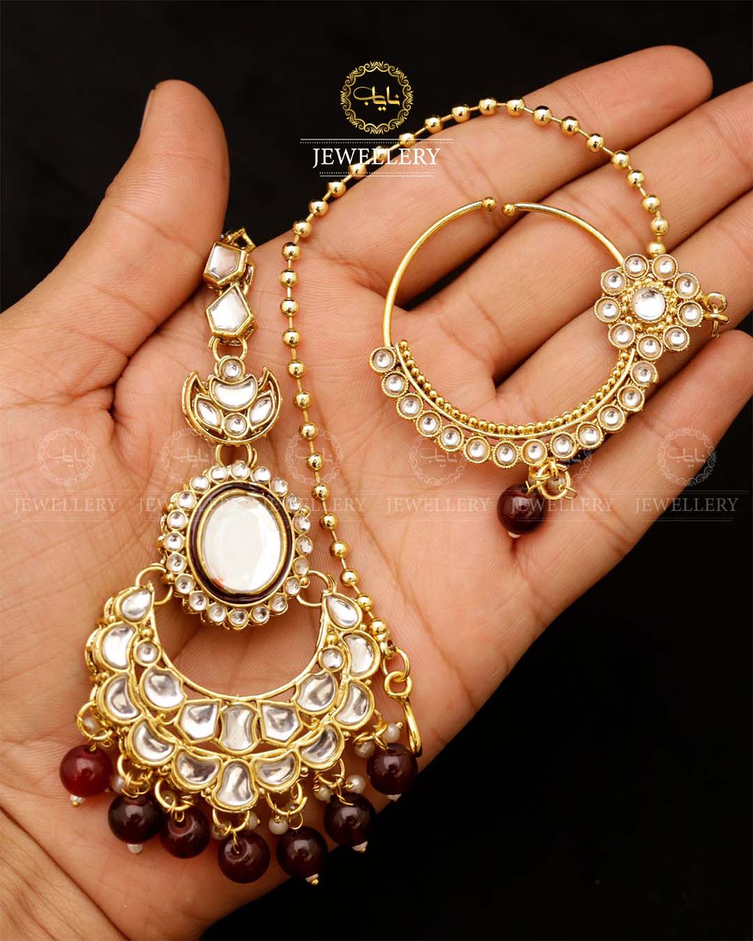 Indian Uncut Kundan 7 pcs Birdal Set-2720 Nayab Jewellery
