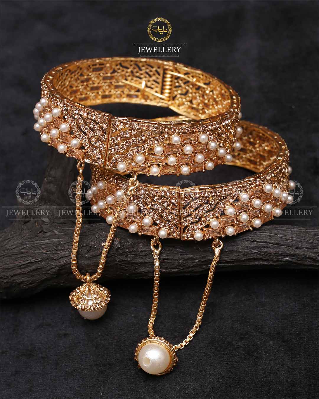 Dilruba Zirconia Openable Bangles-2203-Golden