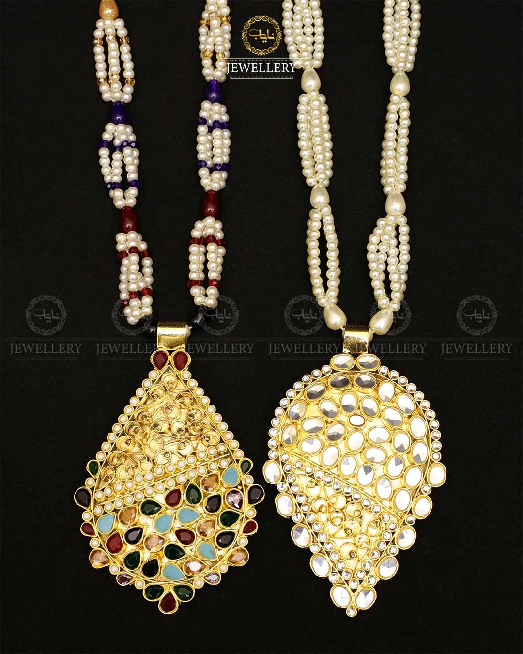 Farshi Kundan Real stones Big size Pendant mala (without Earrings)-2175