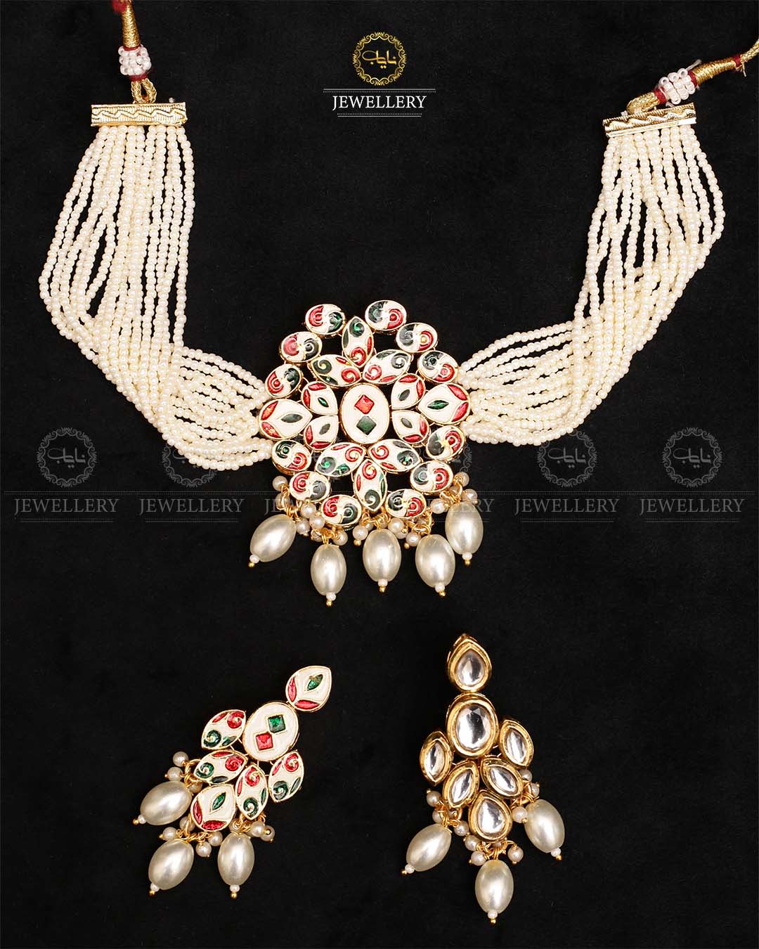 Indian Uncut kundan chokar set (back side meena work)-2427