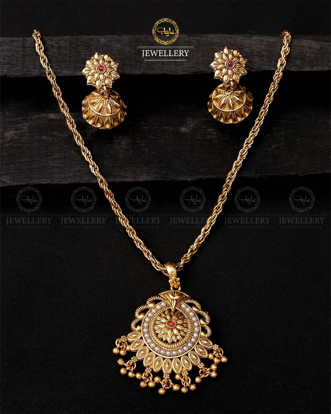 Indian Rajwadi Pendant set with Jhumki-2064