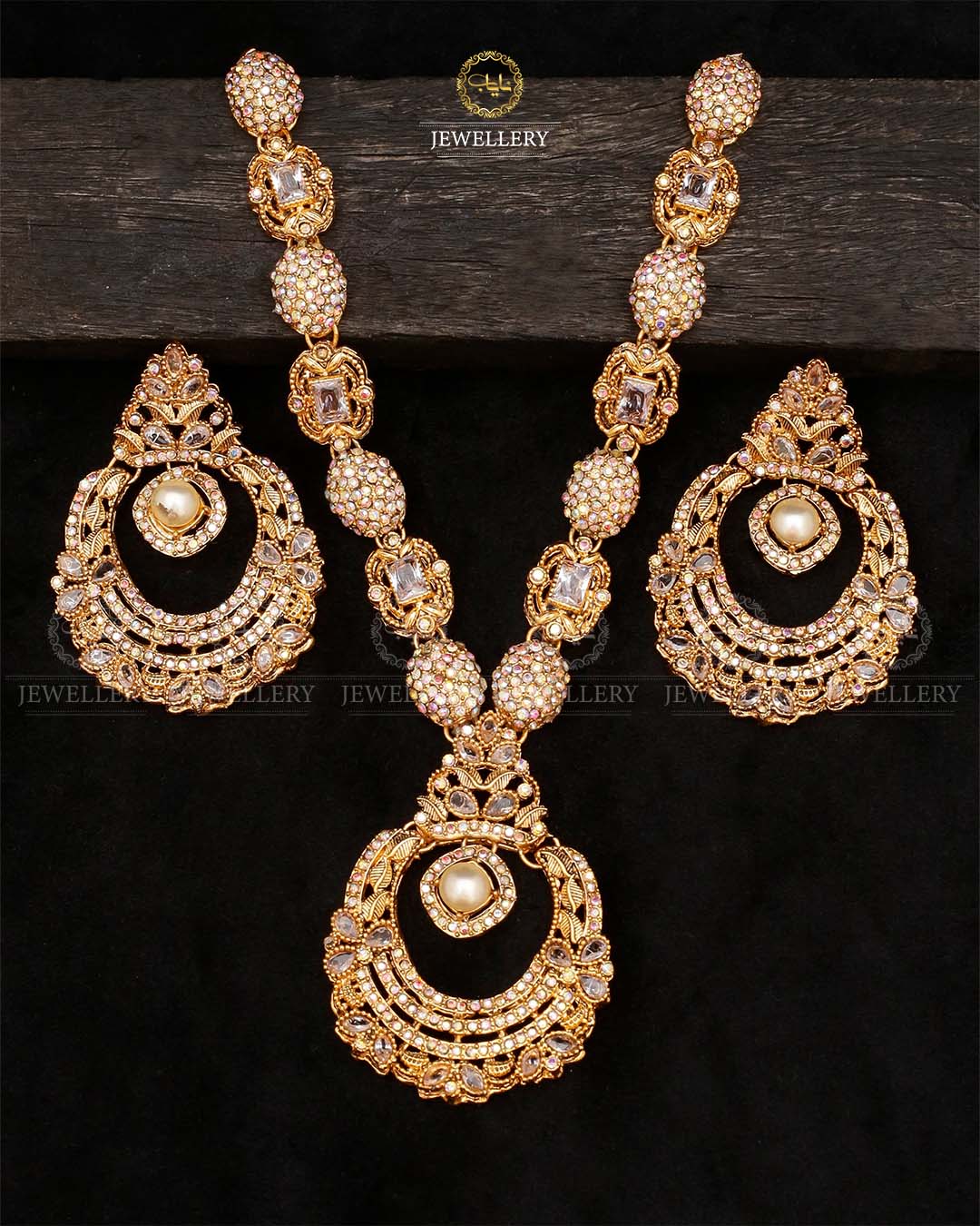 Turkish Necklace set-2534-Golden Nayab Jewellery