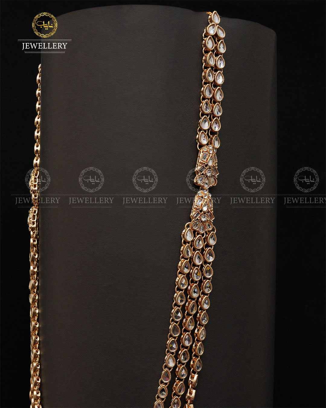 Kundan 3 layers Long Mala without earrings -2035-Golden