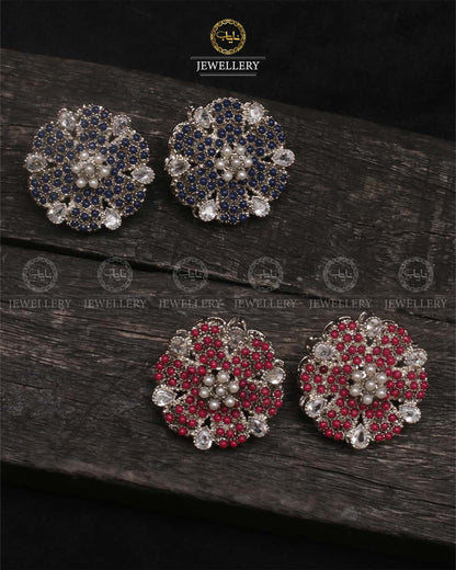 Noratan studs-2465-Silver Nayab Jewellery