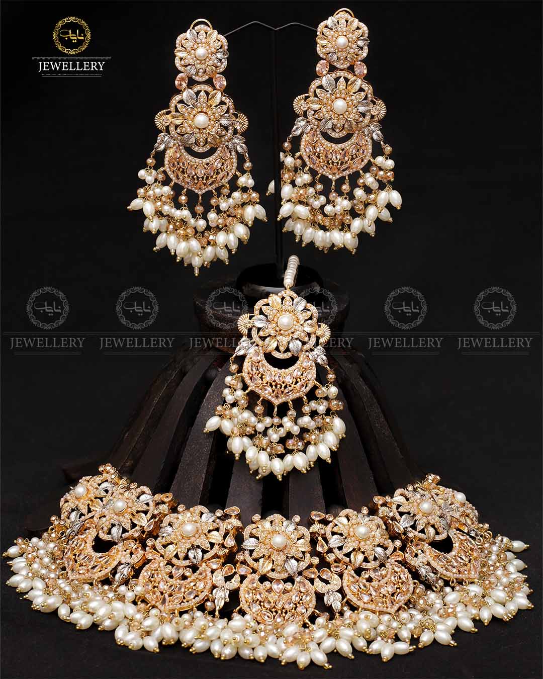 Real Stones Bridal Necklace set With Tika-2079