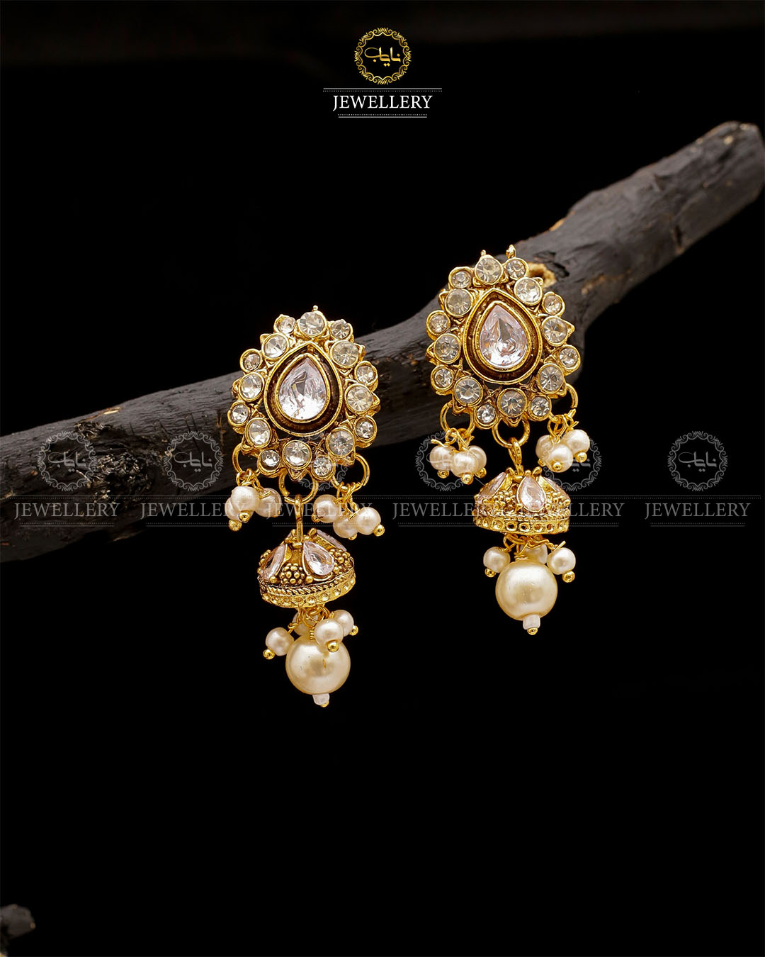 Uncut Small Jhumki-2554-Golden Nayab Jewellery