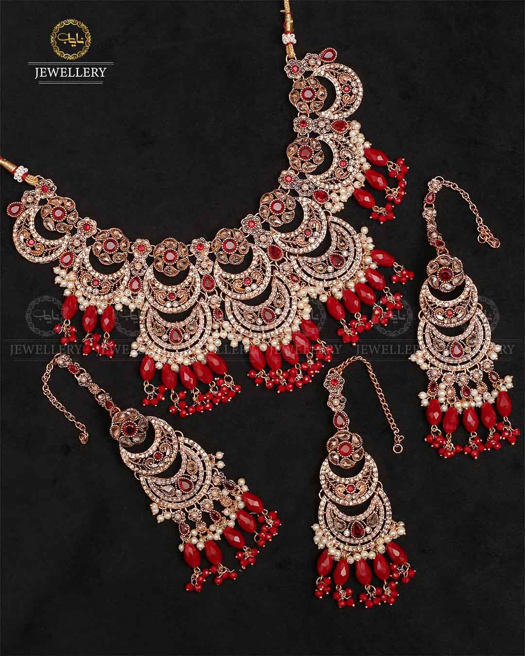 Moon Bridal jhalar Necklace set-2320-Golden