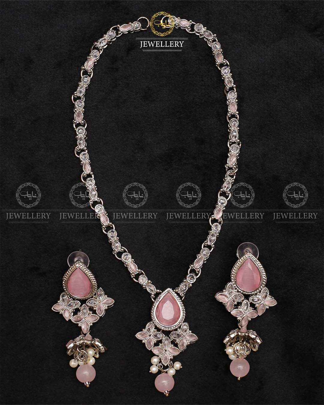 Egyptian Necklace set with Jhumki NJ-1863-Silver