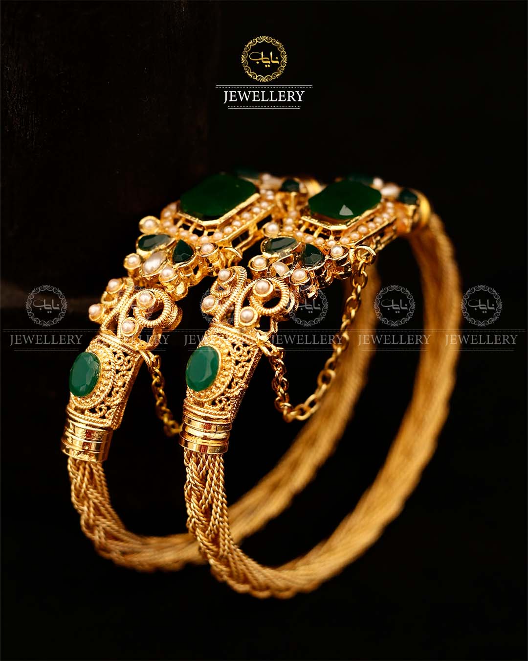 Madrasi Square Stone Free size Bangles (pair)-2927