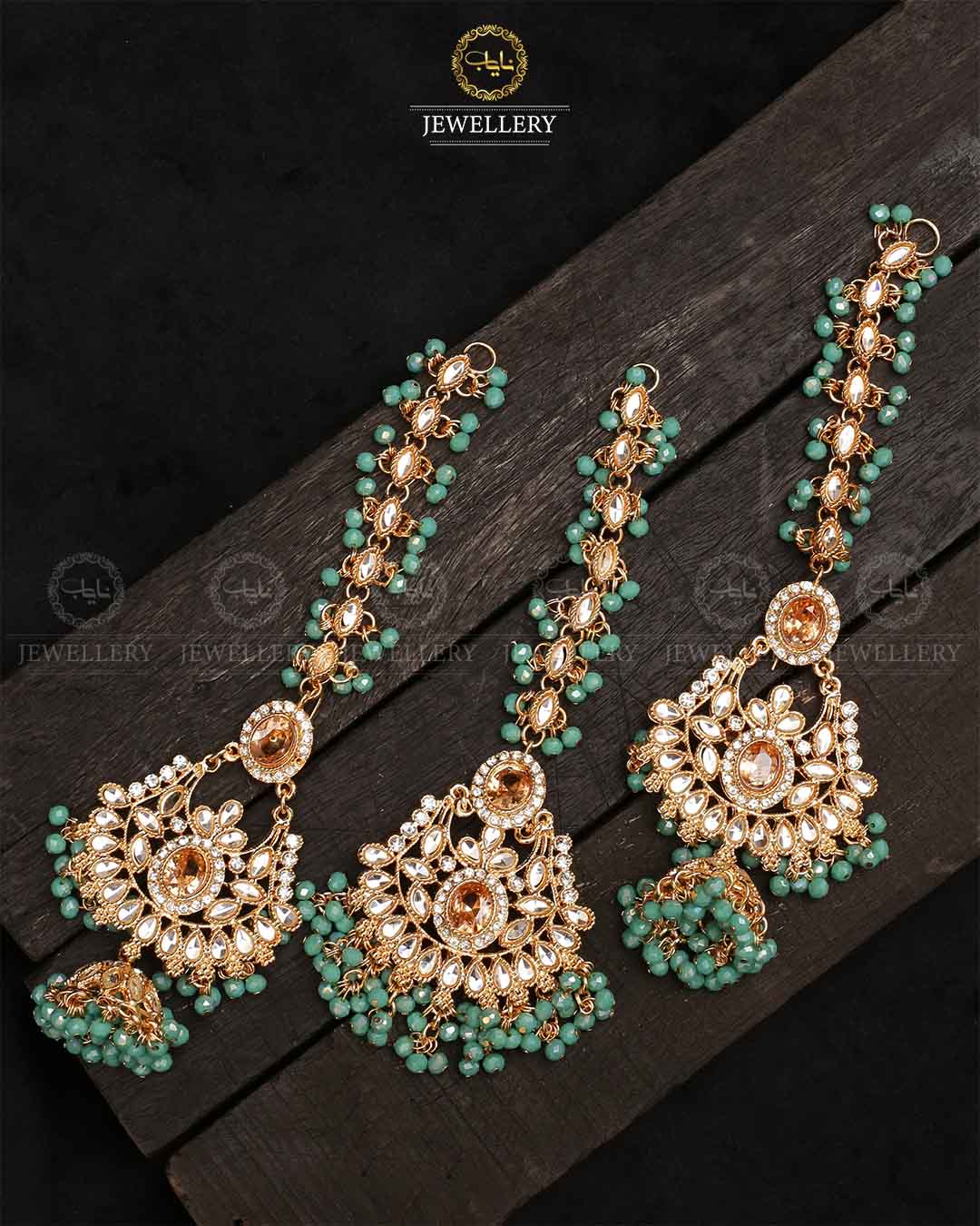 Decent Long sagar jhumka tika-2321-Golden