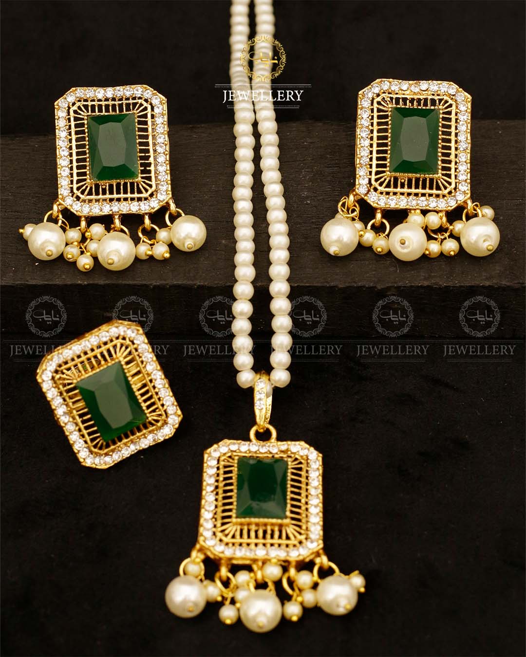 Saqure Stone Locket Combo set with Mala L-900