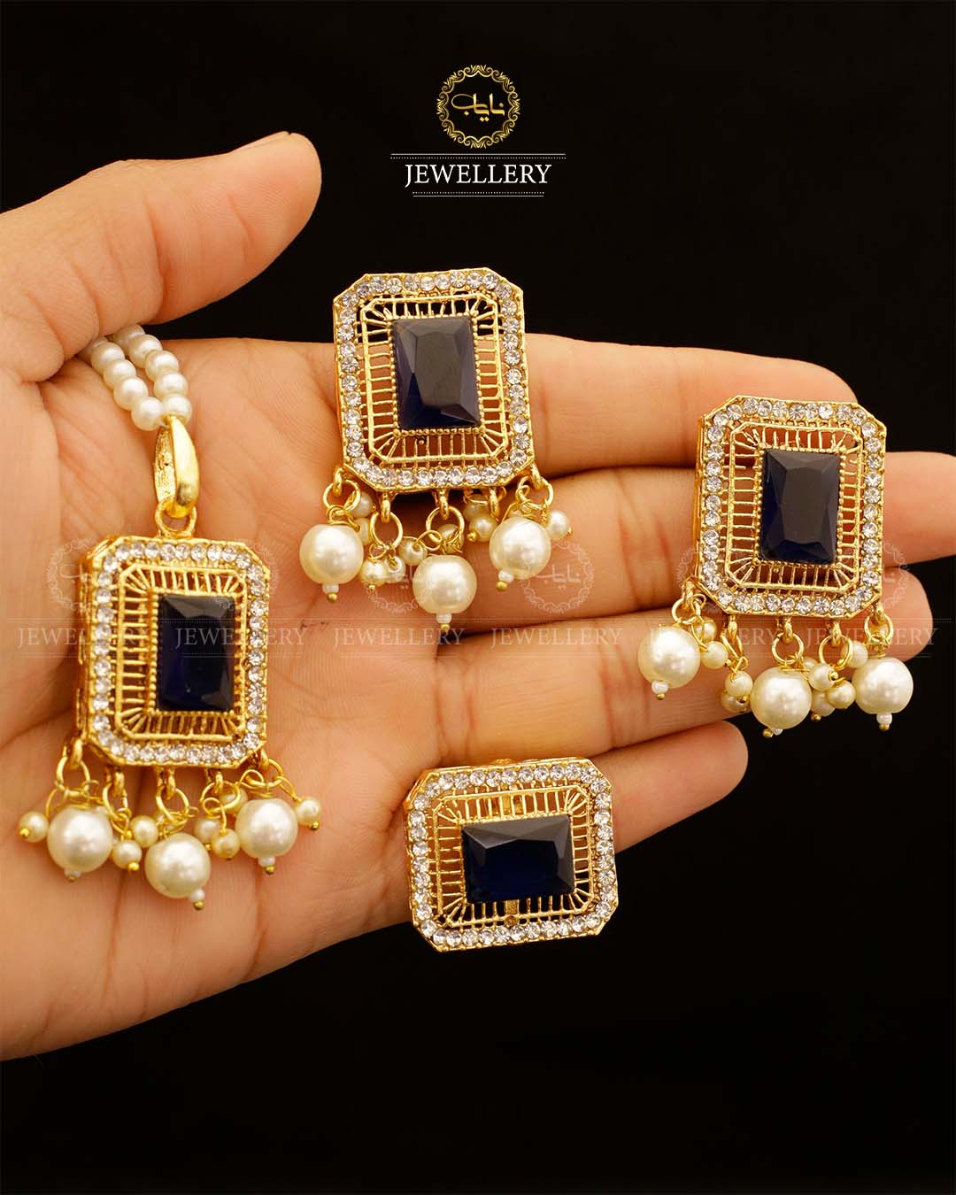 Saqure Stone Locket Combo set with Mala L-900