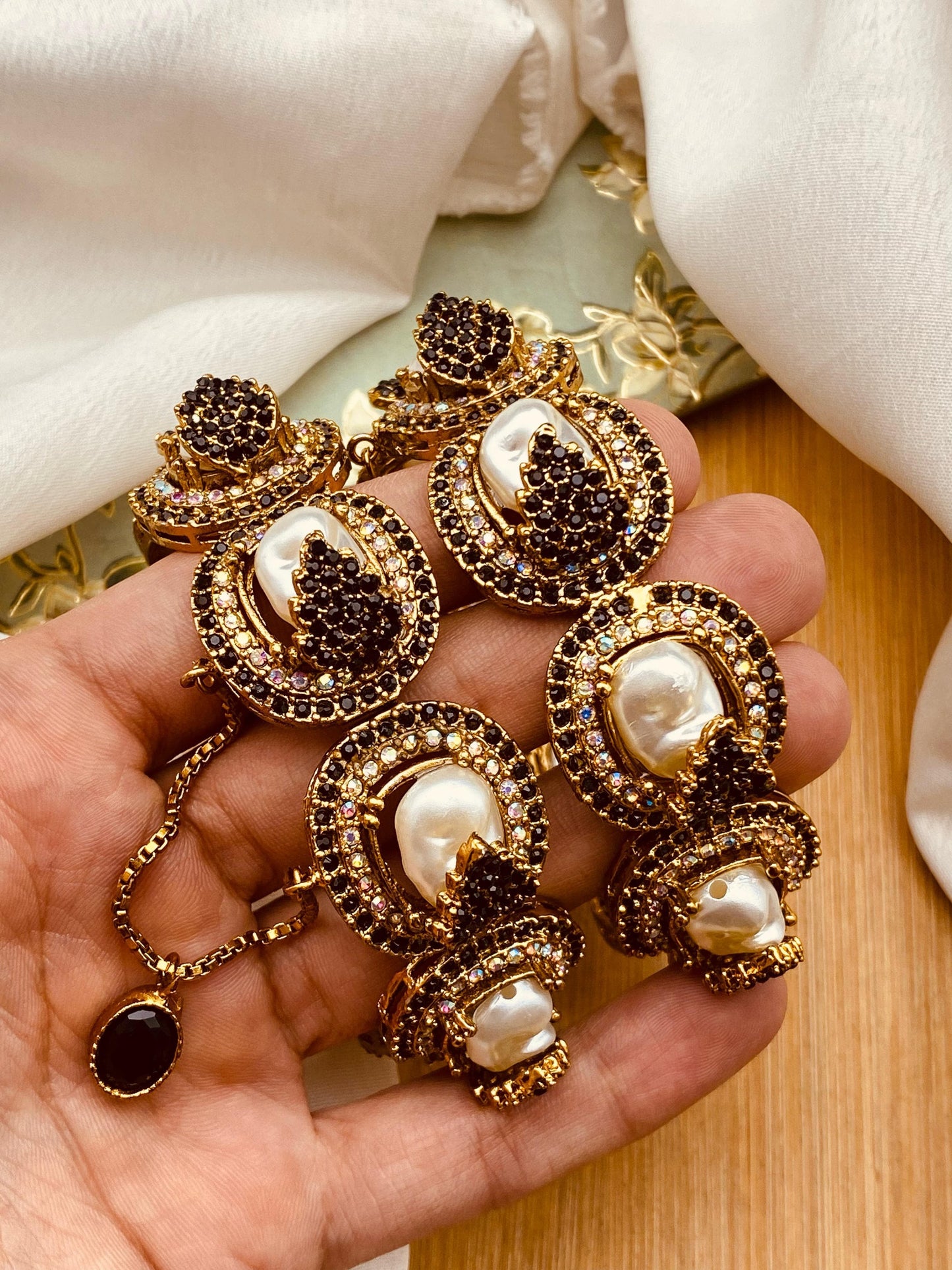 Turkish Mother Pearl Openable Bangles (pair)-2654 Nayab Jewellery