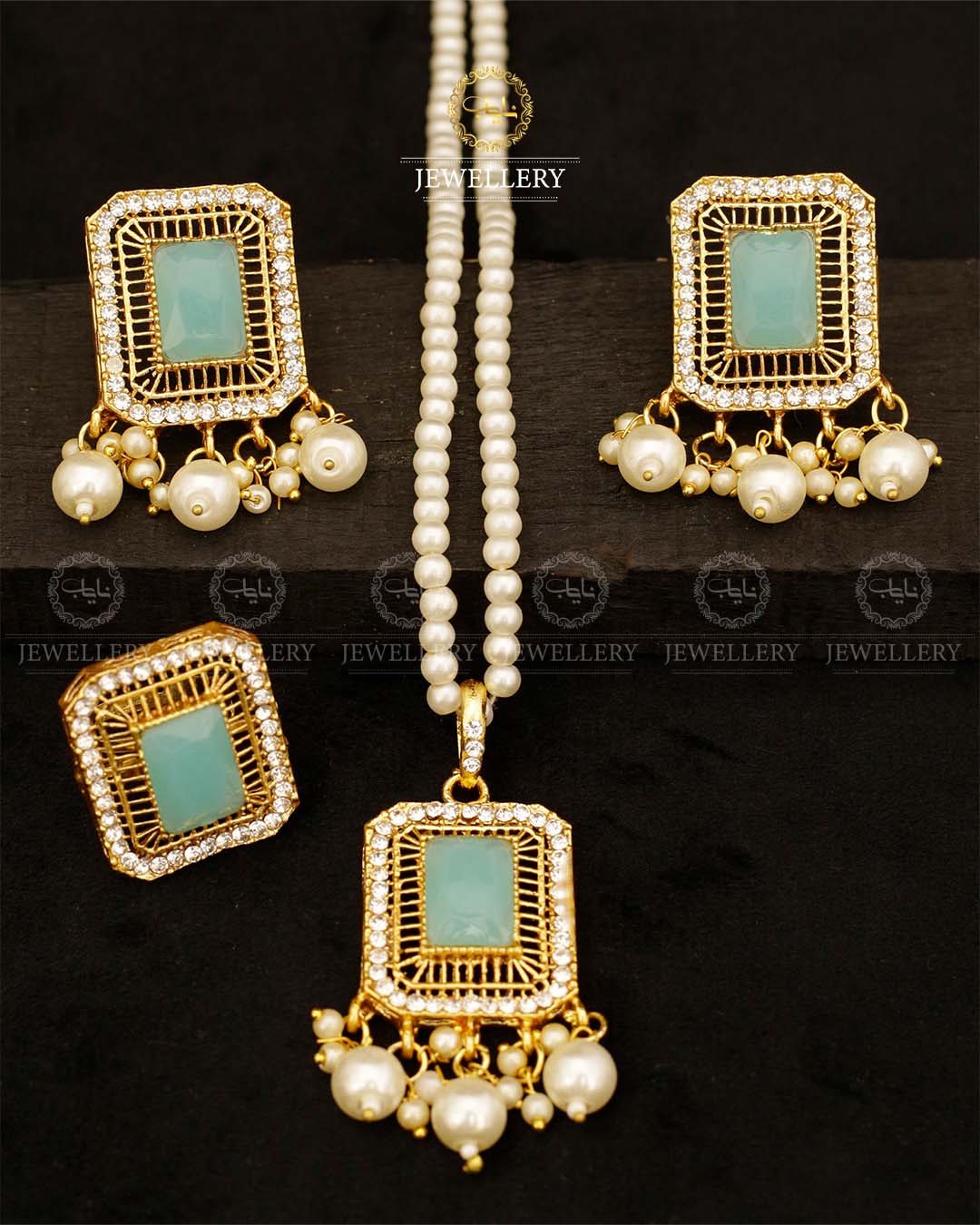 Saqure Stone Locket Combo set with Mala L-900