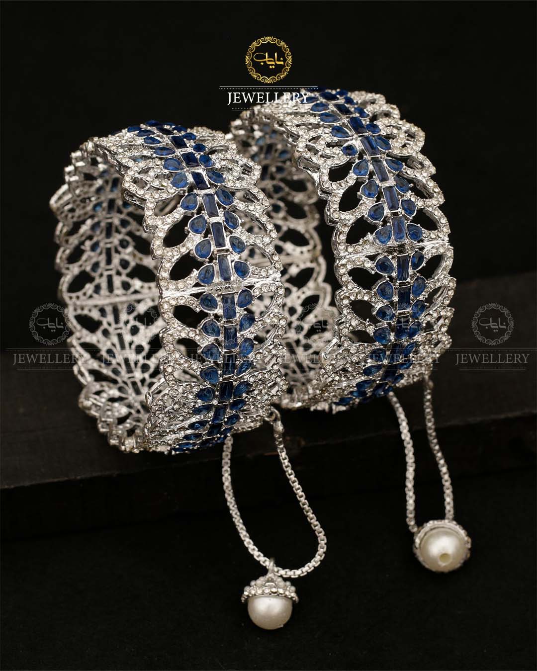 Laiba Noratan Openable Bangles (pair)-2708 Silver