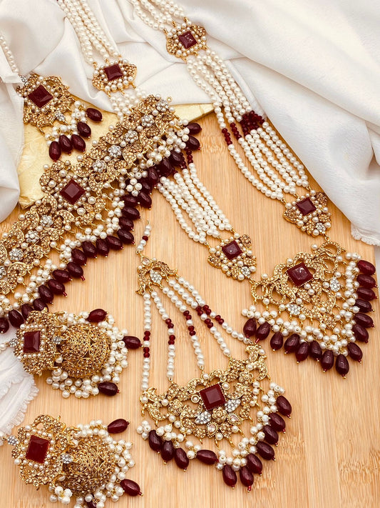 Egyptian 6 pcs Bridal Double Necklace with Jhumkaz NJ-1918 Nayab Jewellery
