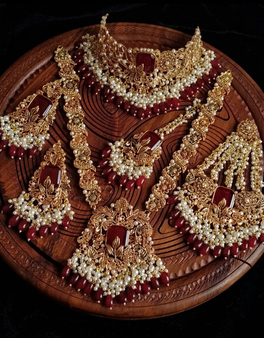 Designer hand made 6 pcs complete bridal set-2023