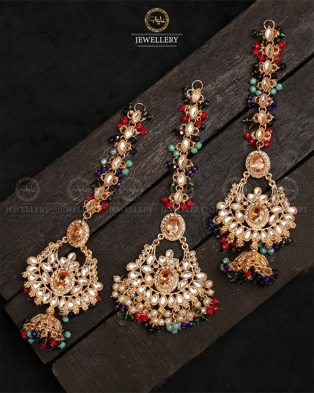 Decent Long sagar jhumka tika-2321-Golden