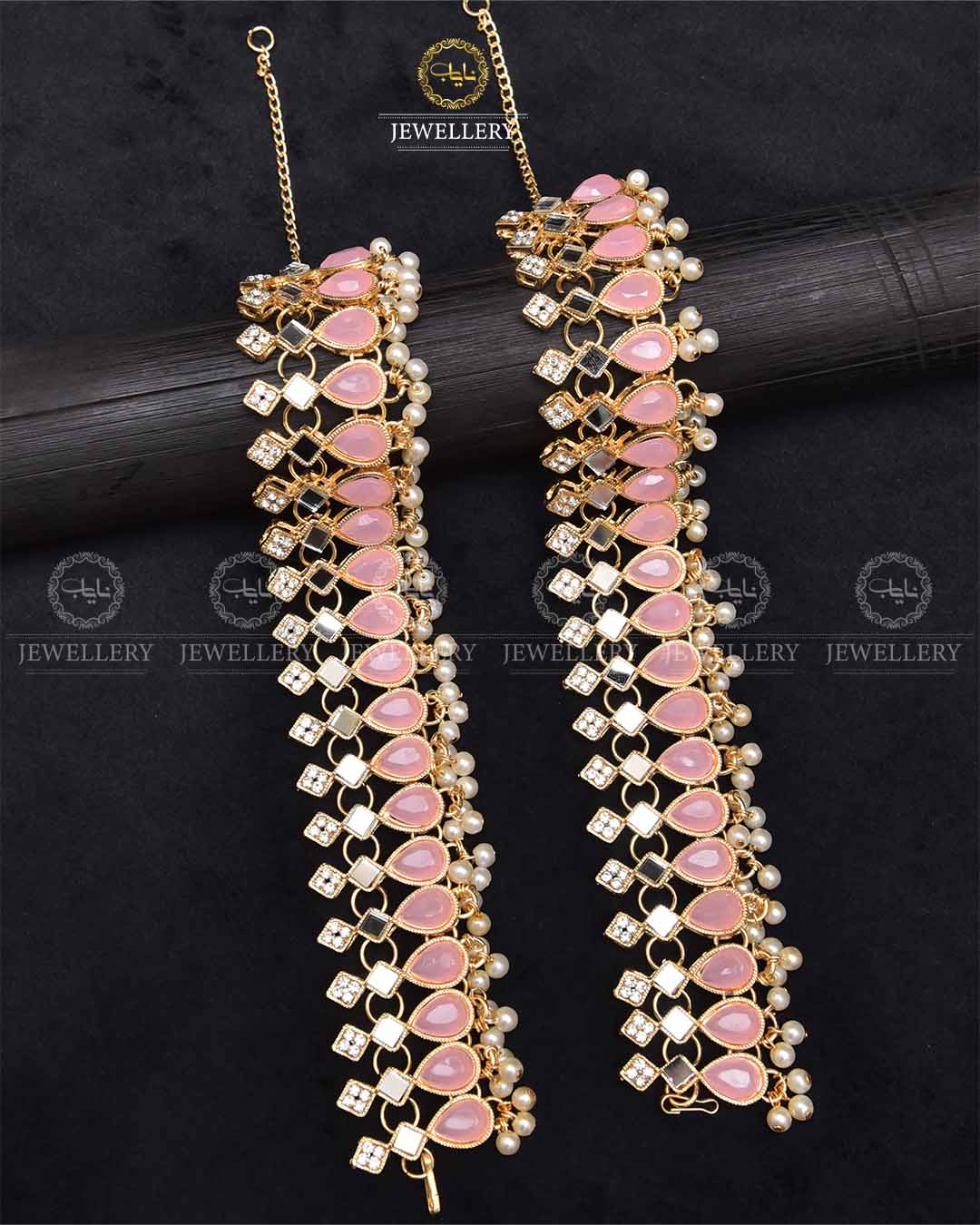 Kundan Almond Anklet (Pazaib) pair-2289-Golden