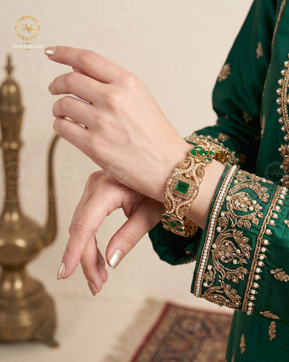 Zohra Zarcon Bangles (Pair)-2640-Green