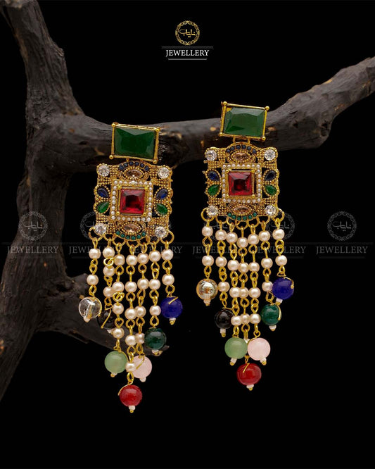 Turkish Long Tassel Earrings -2555 Nayab Jewellery