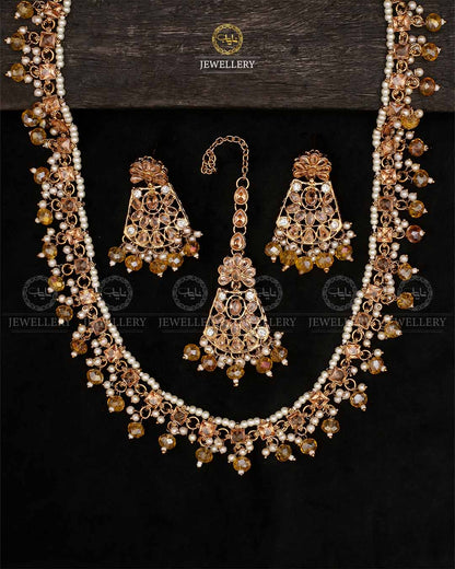 Zirconia Long Mala set-2535 Nayab Jewellery