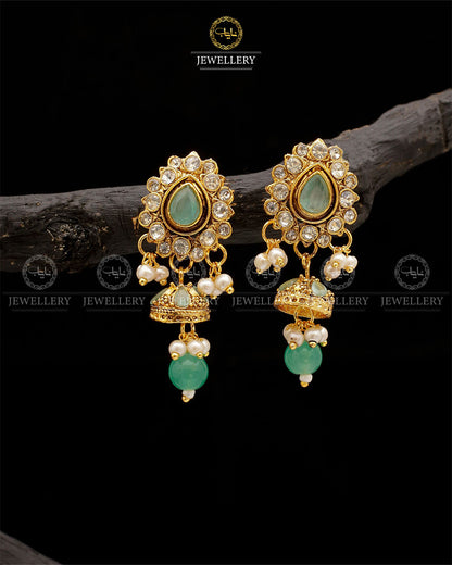 Uncut Small Jhumki-2554-Golden Nayab Jewellery