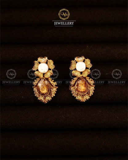 Designer Mother Pearl Crush Earrings-2941