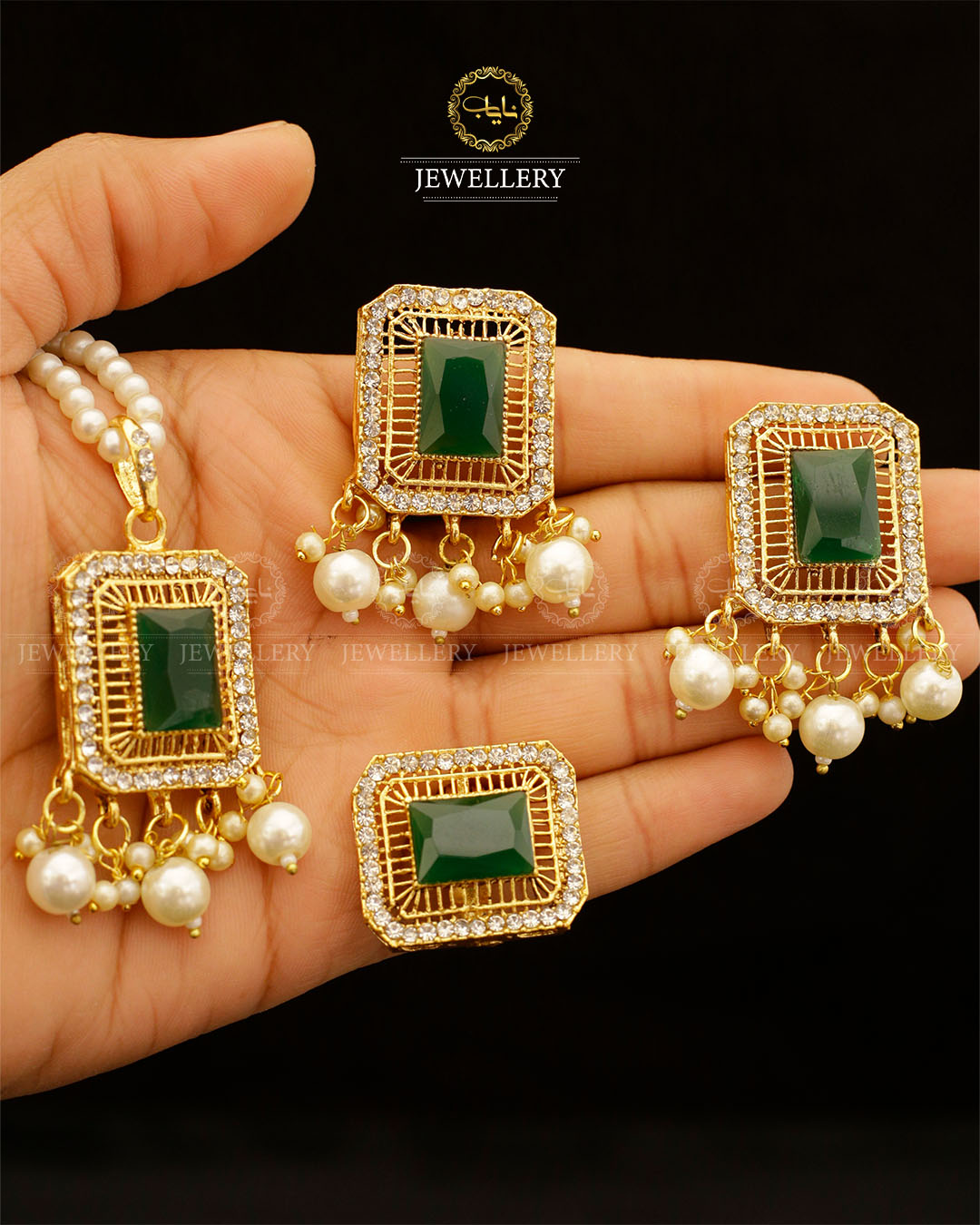 Saqure Stone Locket Combo set with Mala L-900