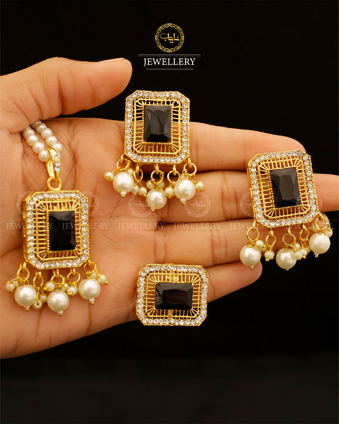 Saqure Stone Locket Combo set with Mala L-900